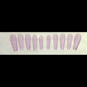 Purple glitter jelly nails